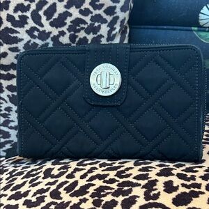 Vera Bradley Black Quilted Wallet with Silver Accents